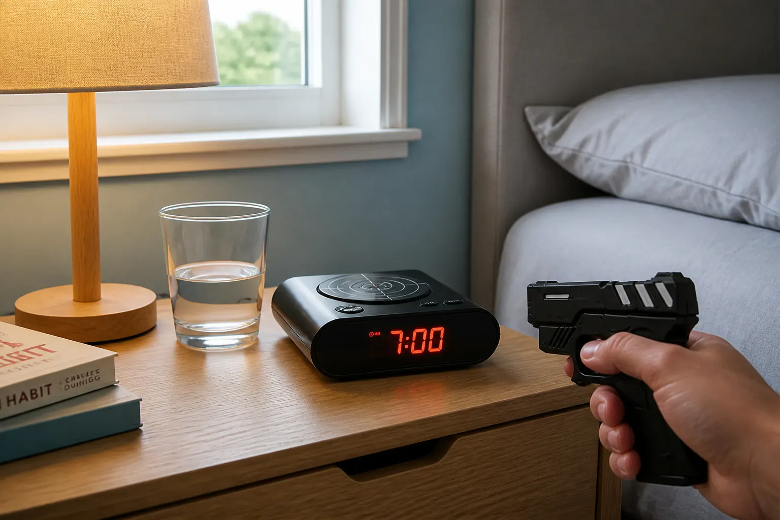 An infrared hit registering on the bullseye and the alarm going silent