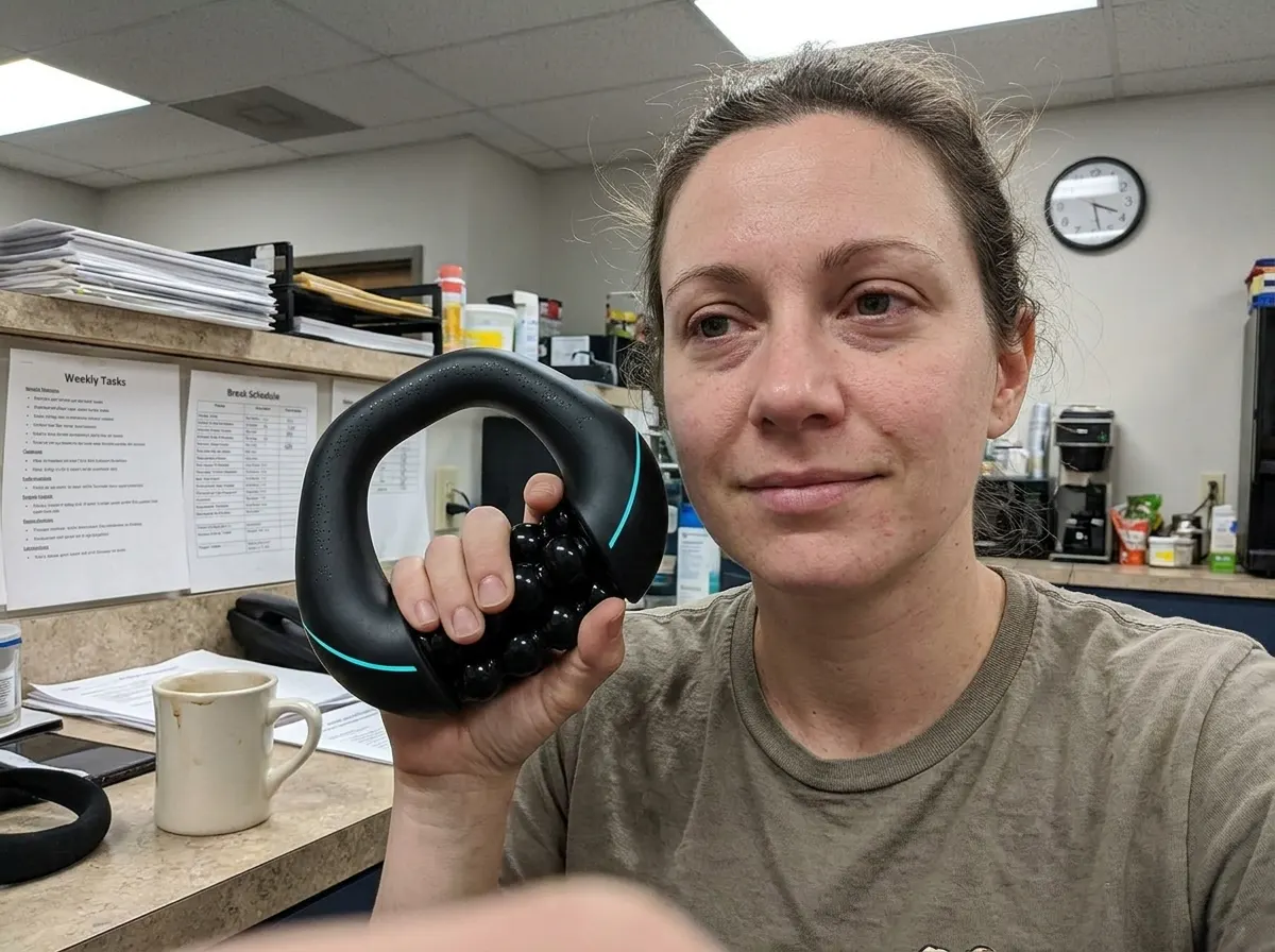 Customer using the massager at home