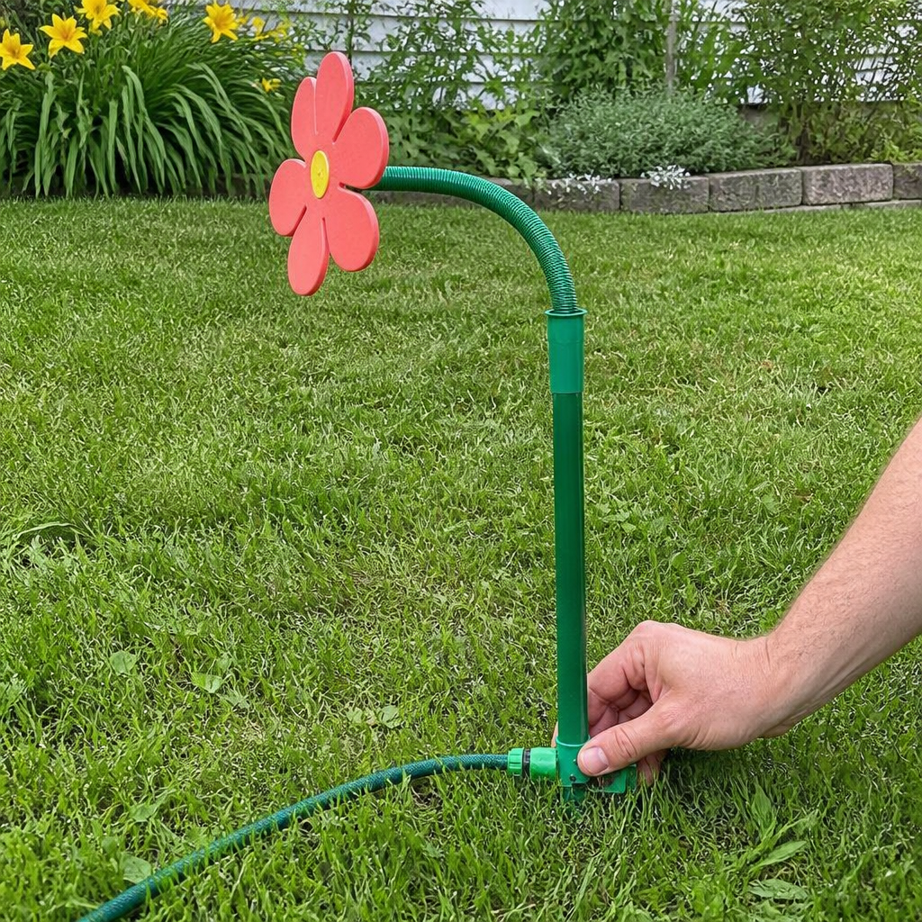 Push the stake into the lawn