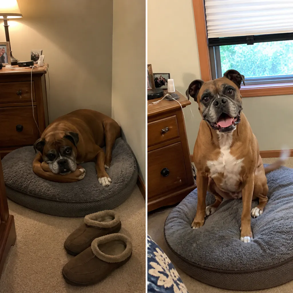 Before and after of a dog's lump area after daily Ventra