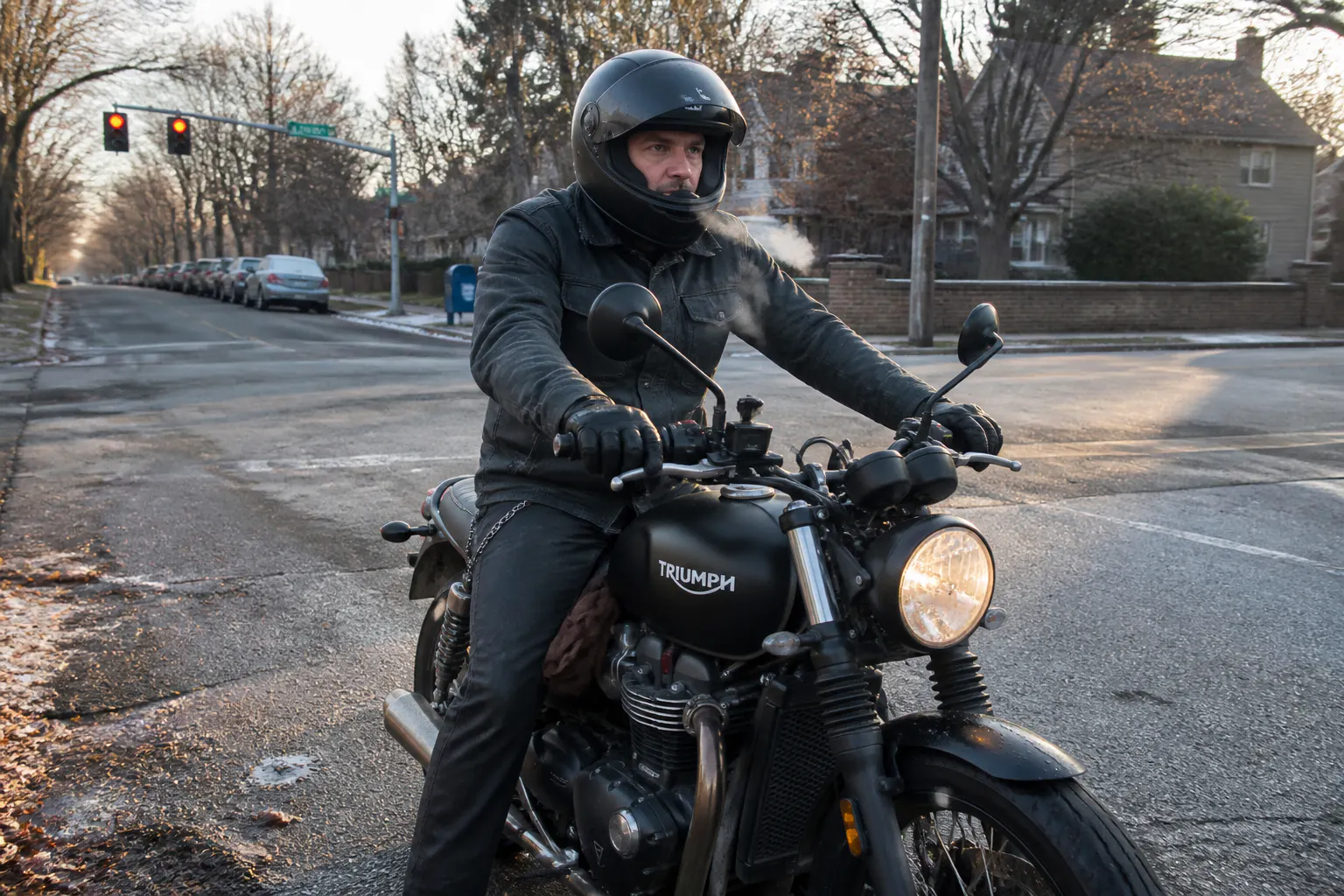 Rider geared up in the cold with the Ventra mask