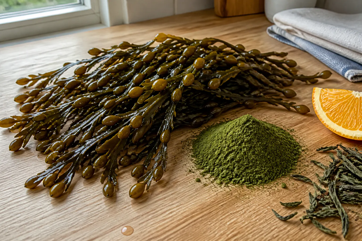 Kelp seaweed, the source of the dental powder