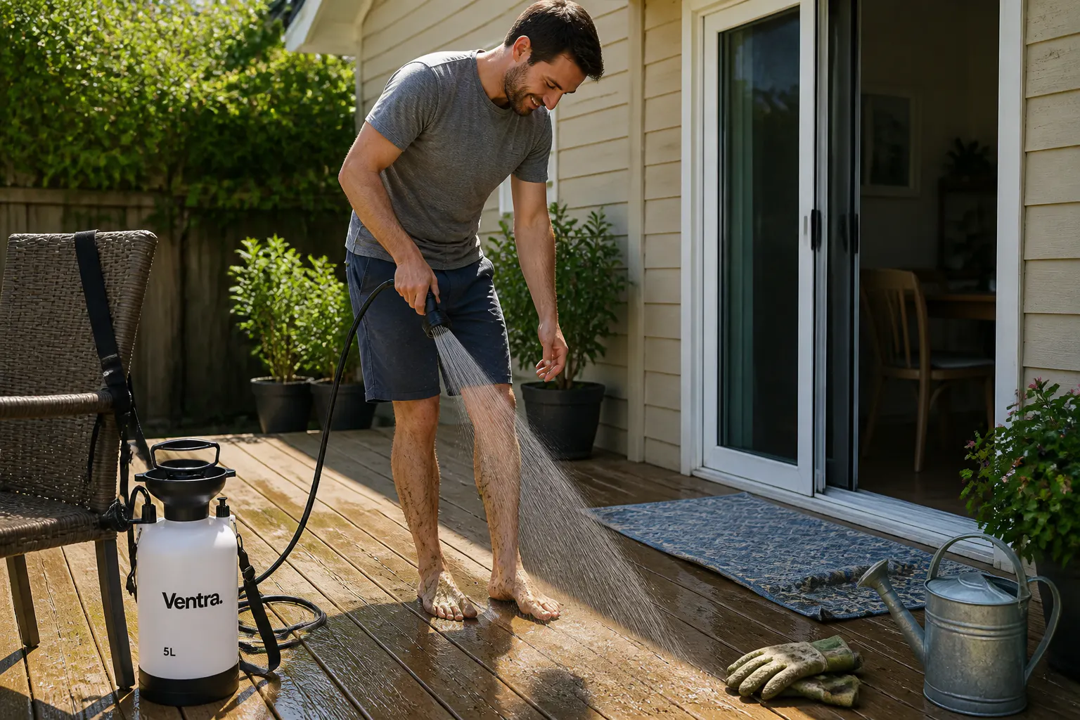 Watering patio plants