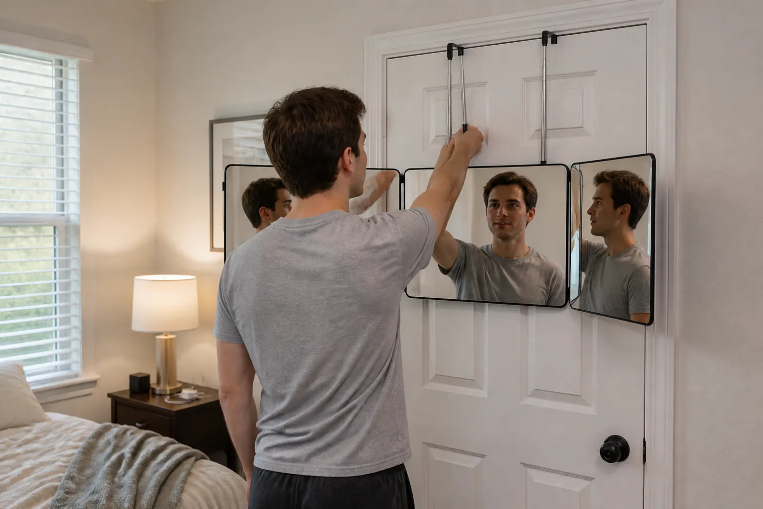 Unfolding the two LED-lit side panels so they angle inward
