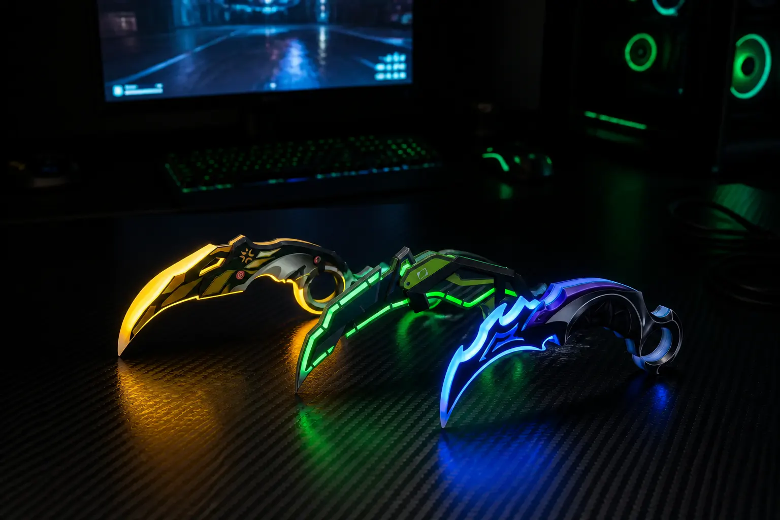 Cinematic dark-room glow spin of the GlowKatana
