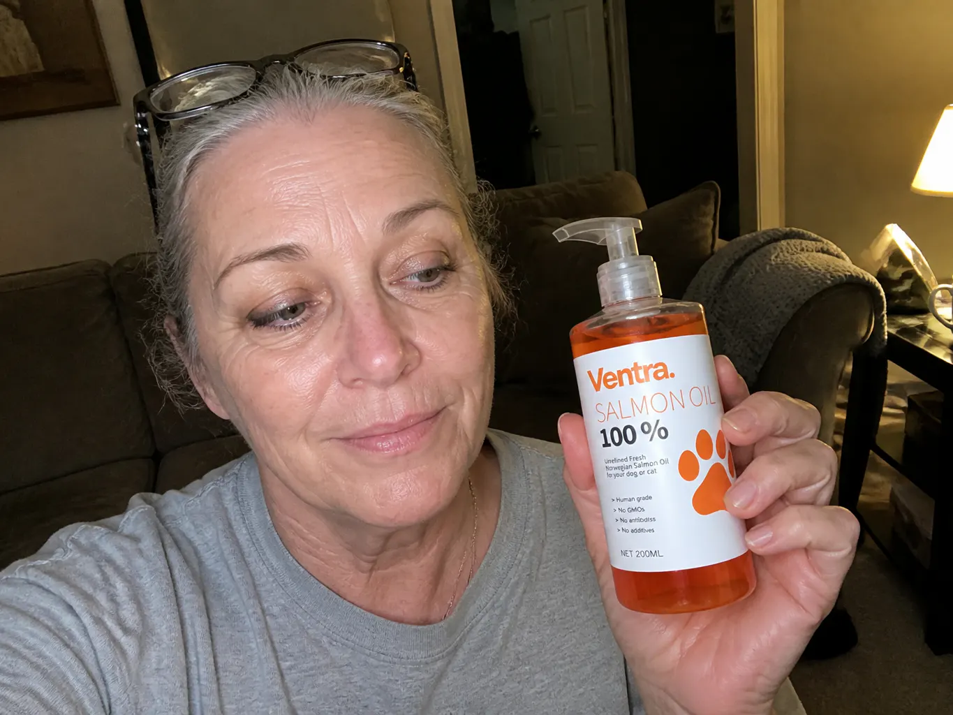 Customer dog with WildCoat salmon oil