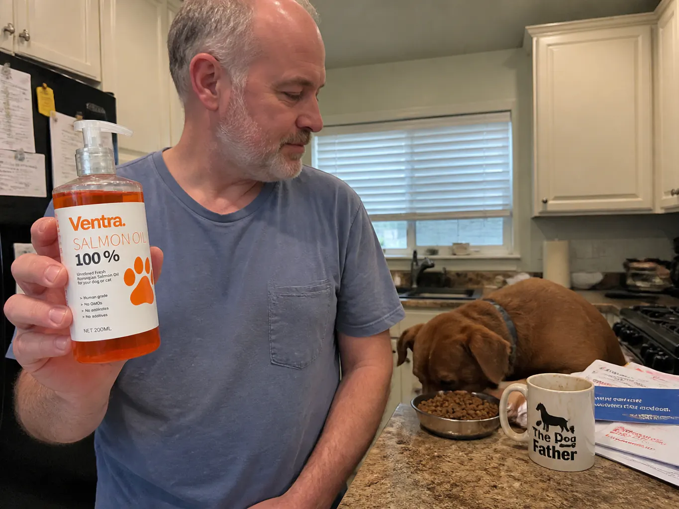 Customer dog with WildCoat salmon oil