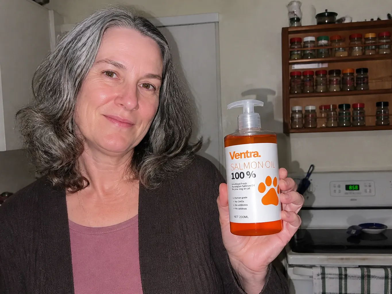 Customer dog with WildCoat salmon oil