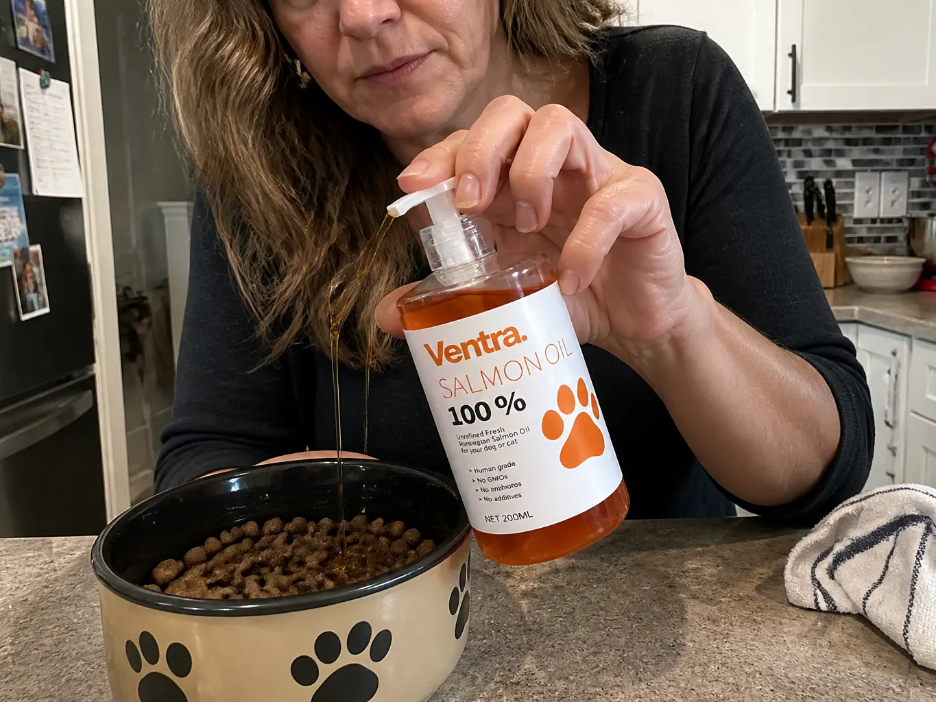 Customer dog with WildCoat salmon oil