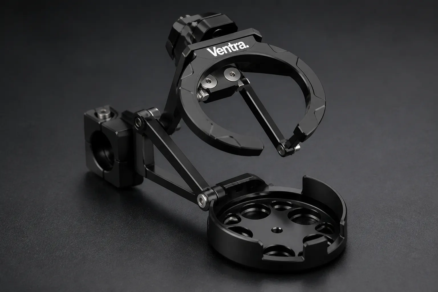 Close-up of the aluminum fold hinge mechanism