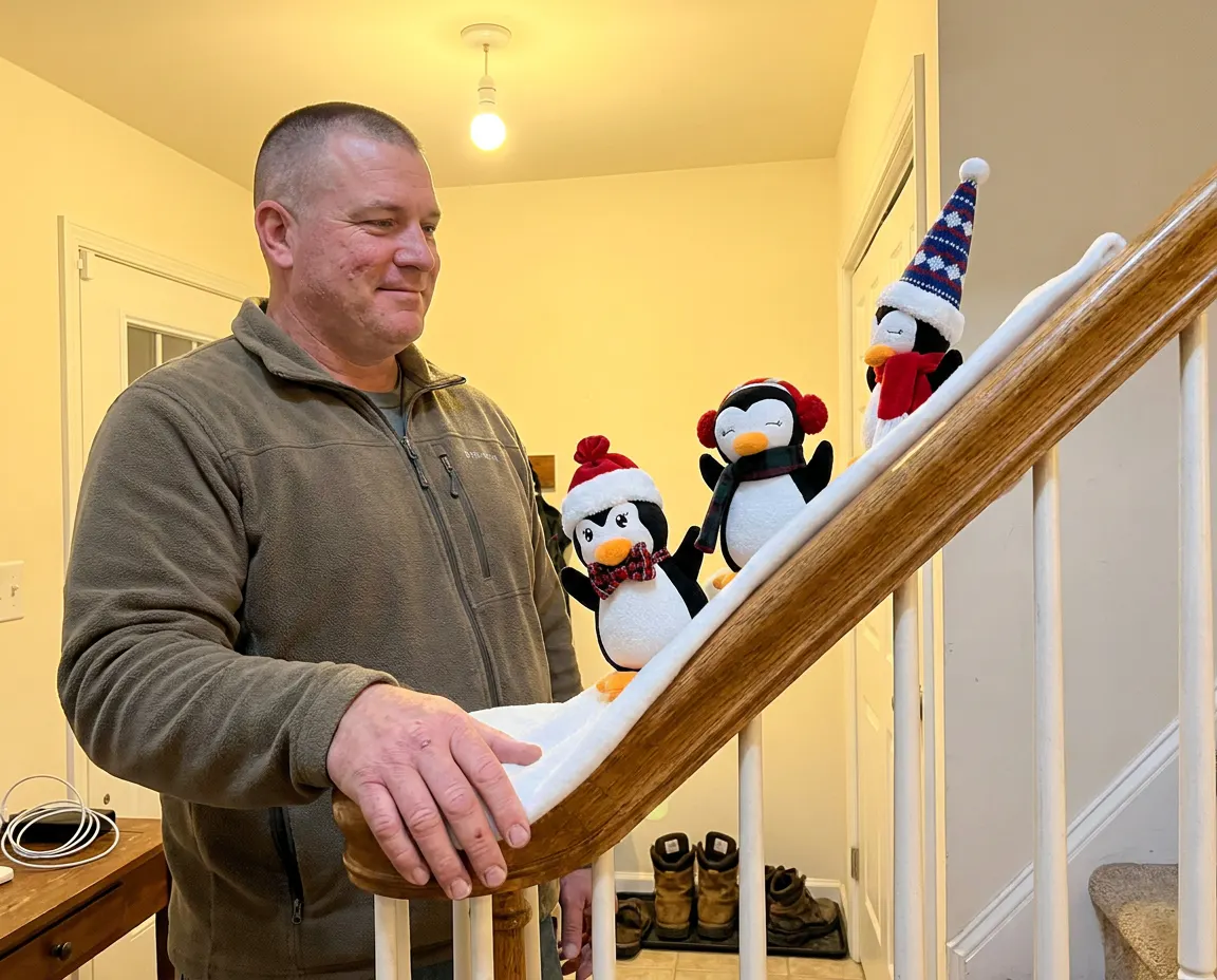 Customer photo of the penguin slide set in their home