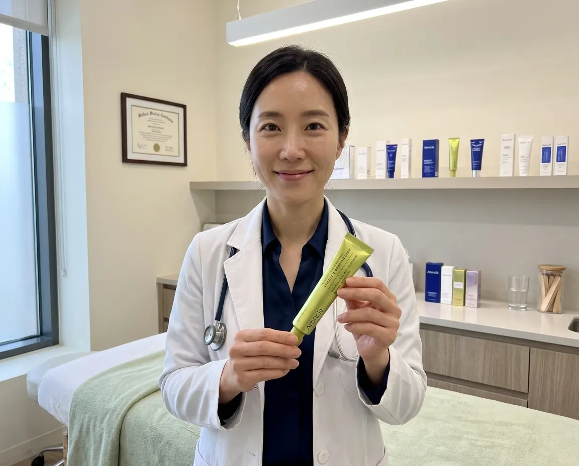 Board-certified dermatologist presenting the GlowShot Vitamin C Booster