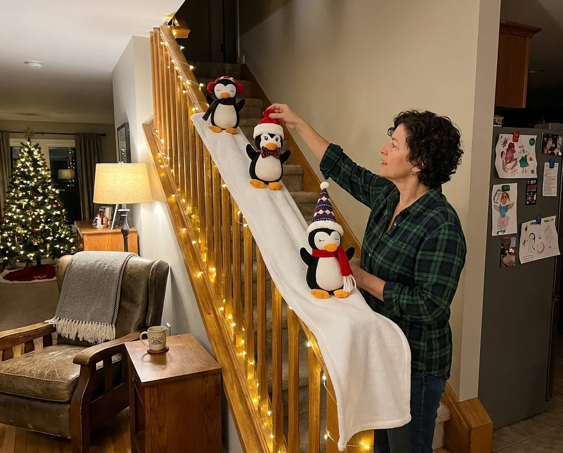 Customer photo of the penguin slide set in their home