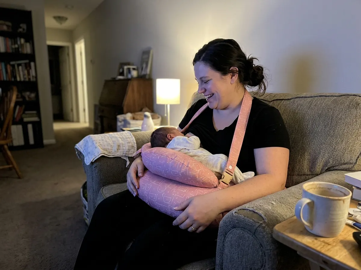 Customer photo: Emily R. using the CuddleArm
