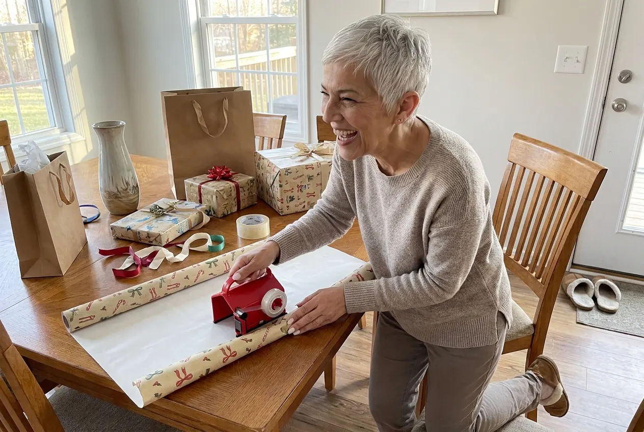 Customer photo - WrapPro gift wrap cutter in use