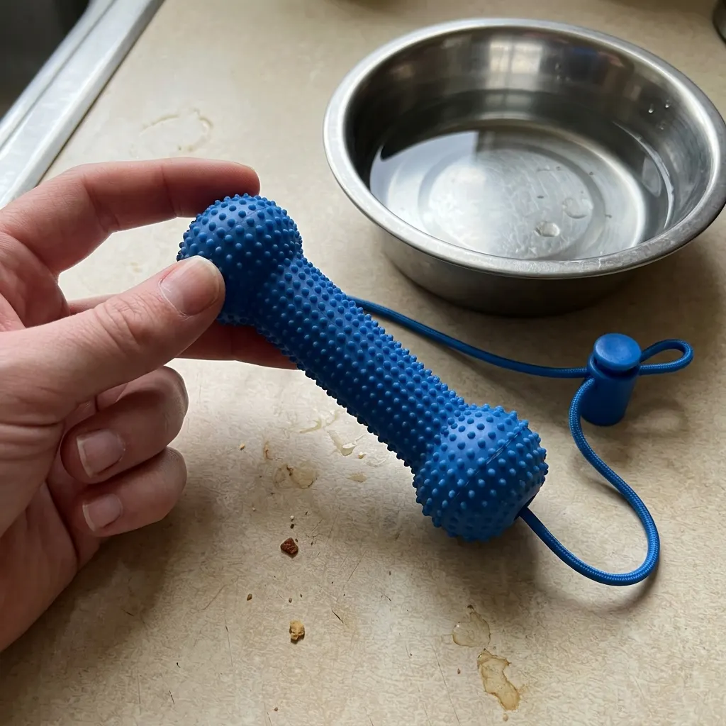 Close-up of BrushBuddy's bristle nubs against a dog's teeth