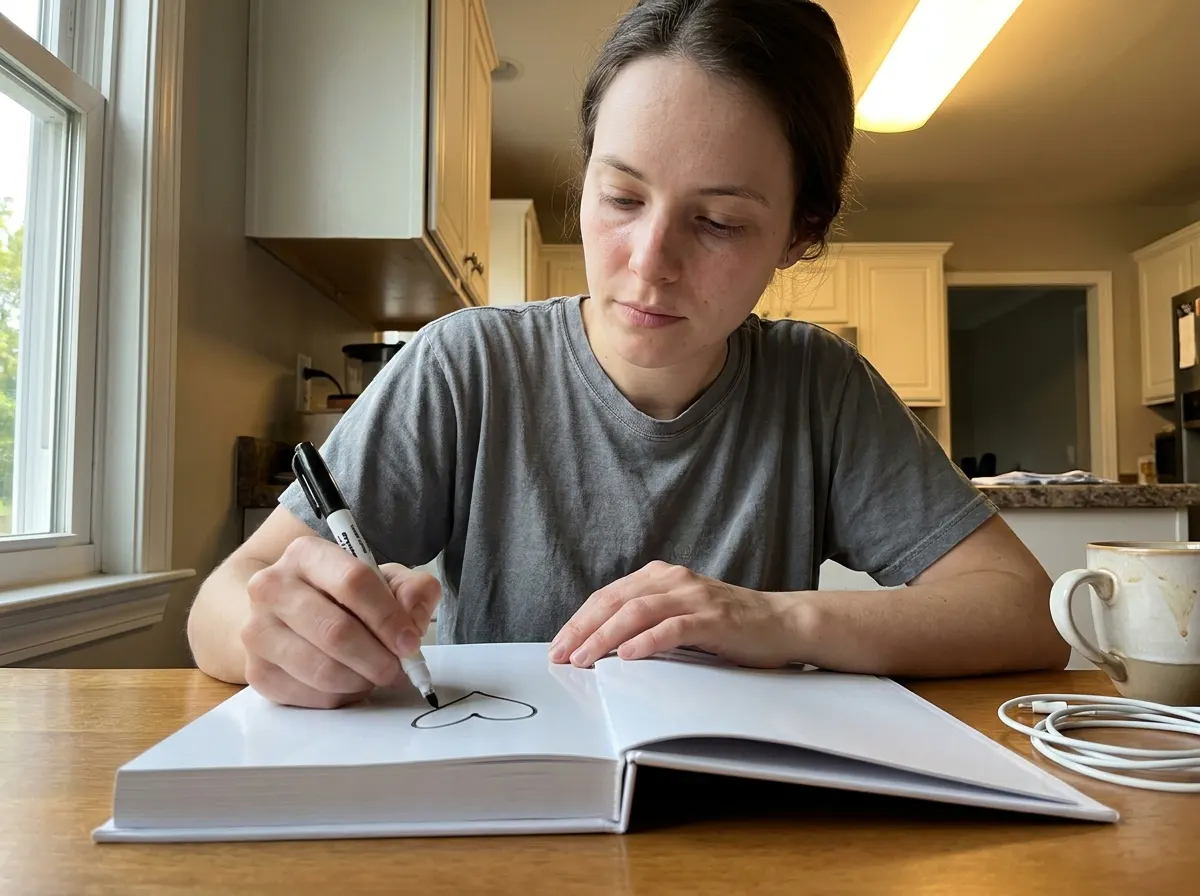 Toddler drawing on the wipe-clean dry-erase pages
