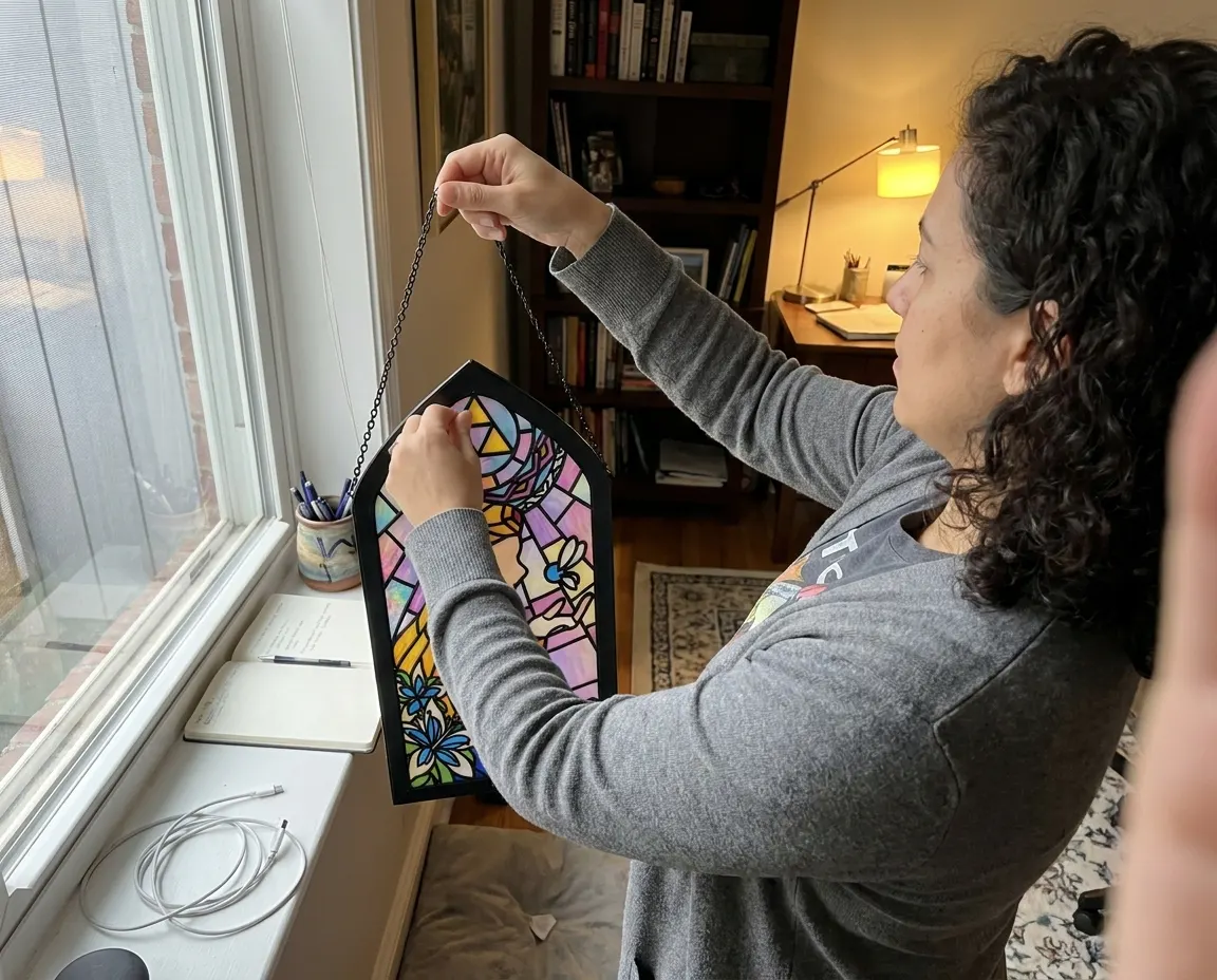 Customer photo of the stained glass suncatcher