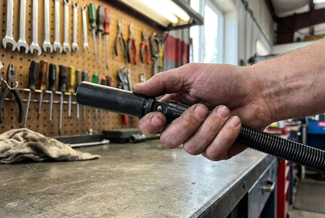Standard socket snapping onto the coupler end of the flexible bar