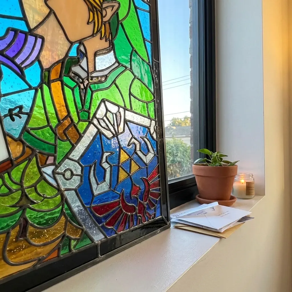 Stained glass edge showing seeded bubbles and natural waves