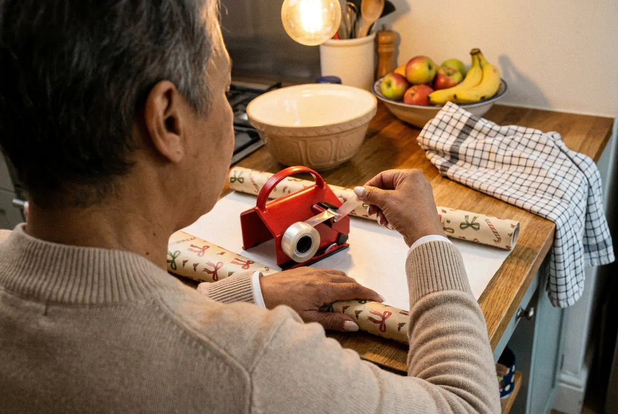 Customer photo - WrapPro gift wrap cutter in use