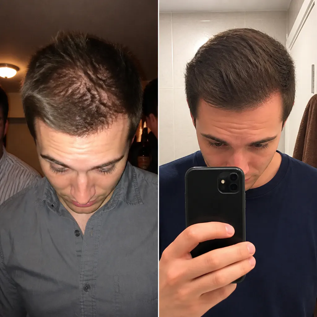 Before and after crown scalp, 30 days