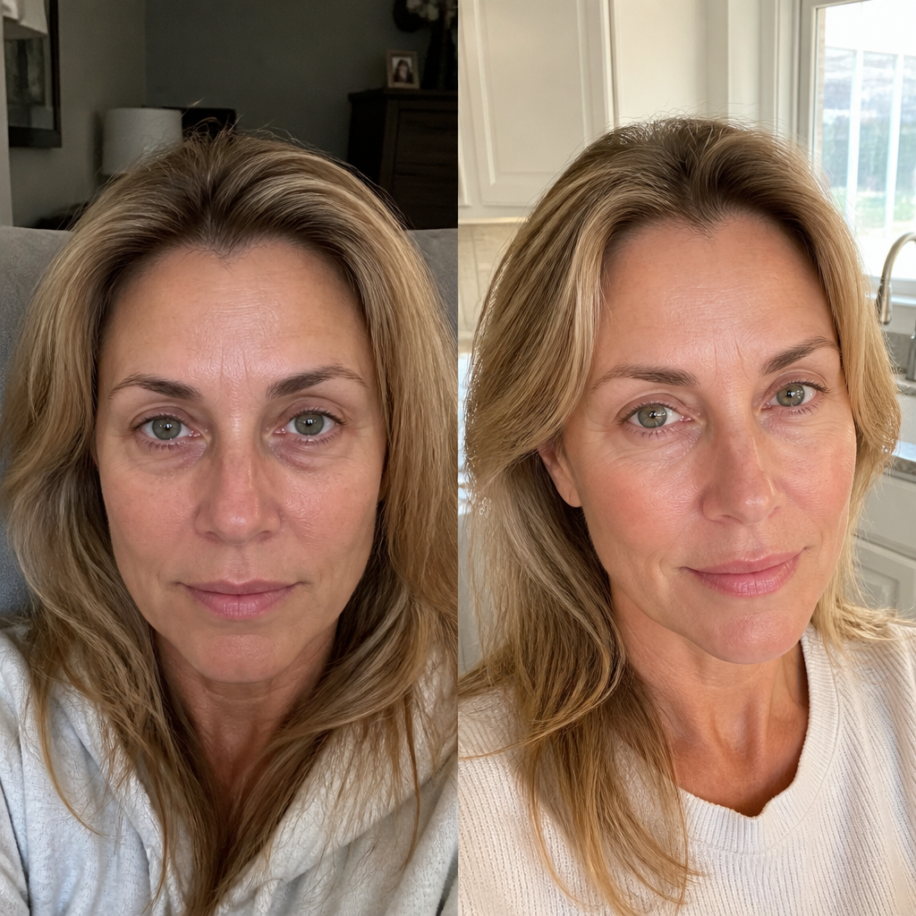 Before and after under-eye result - Karen T. - Using 2 weeks