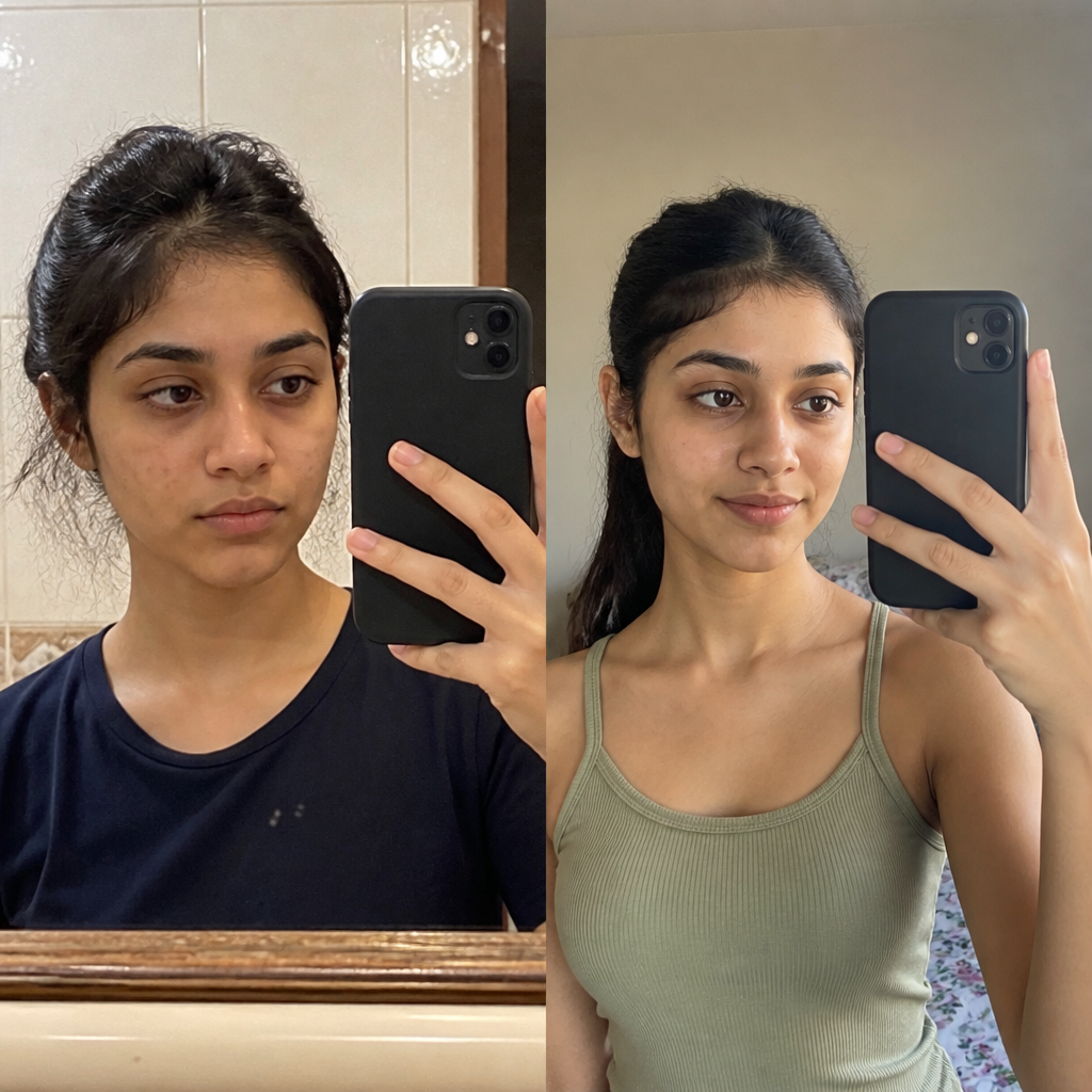 Before and after under-eye result - Lena B. - Using 1 week