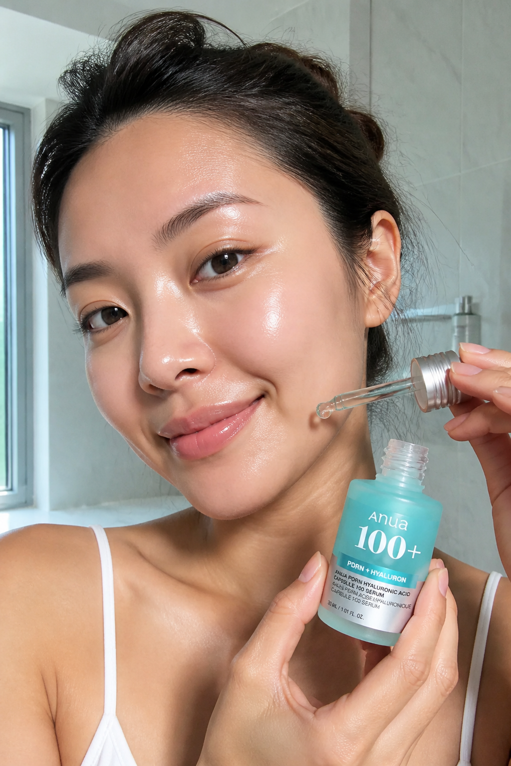 SeoulGlow PDRN capsule serum on glowing skin