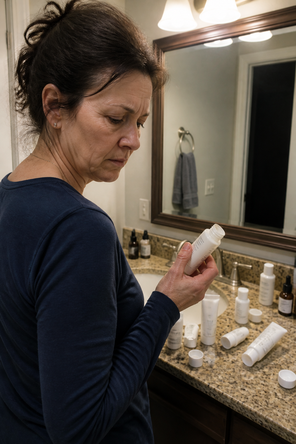 Abandoned retinol and eye cream bottles