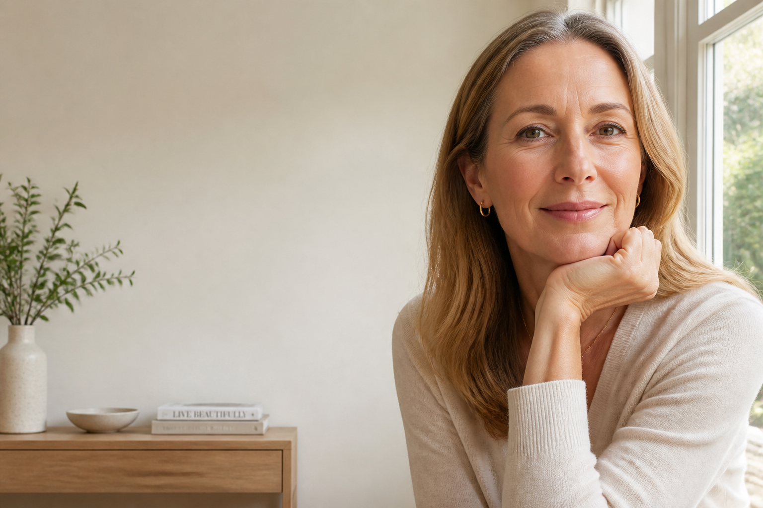 Woman with radiant, glowing skin