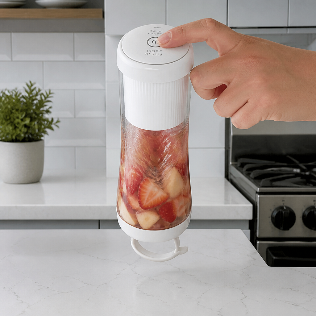 Pressing the single button on the blender base