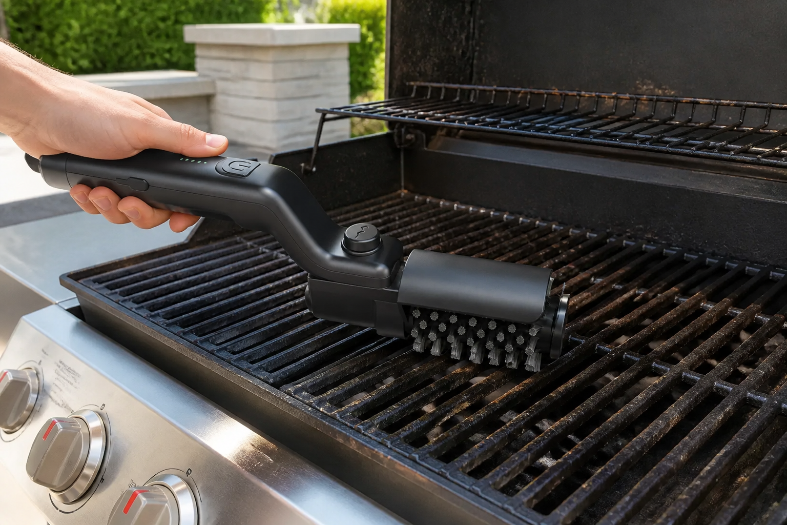 Electric grill brush cleaning stainless steel gas grill grates