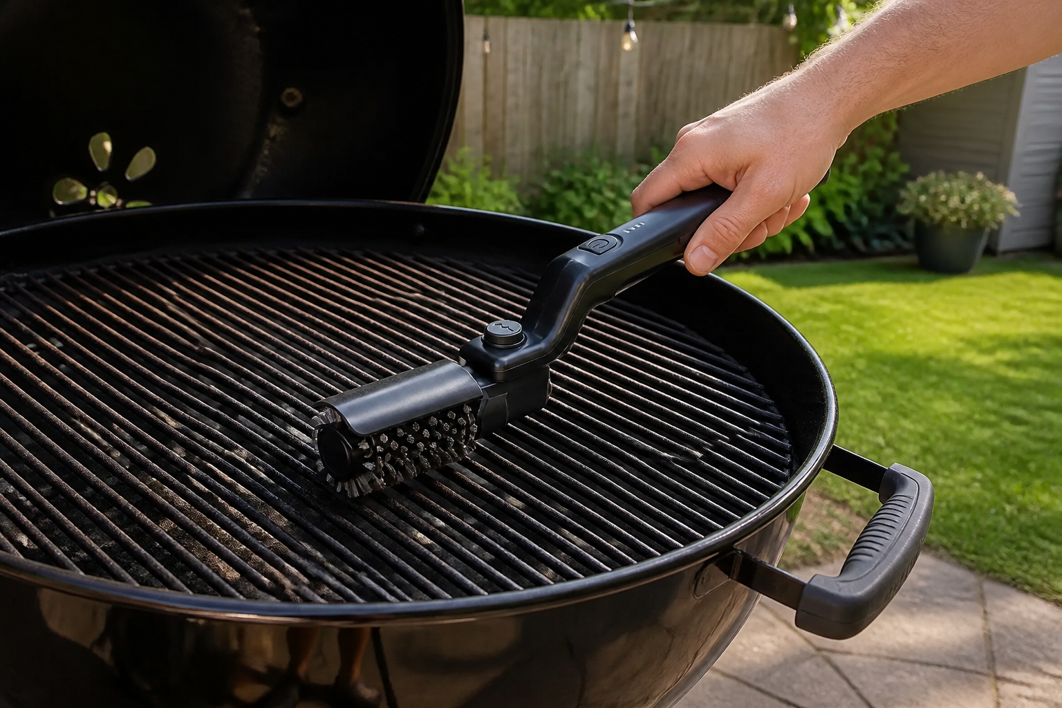 Electric grill brush cleaning cast iron Weber grill grates