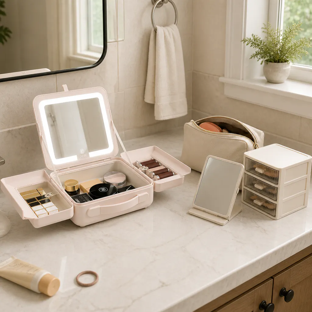 Close-up of sturdy hinges, latches and drawers