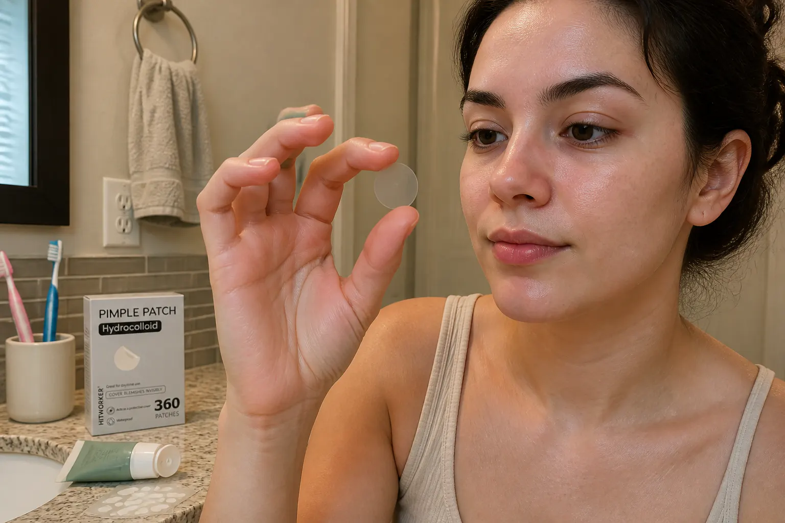 Ultra-thin transparent patch held between fingers