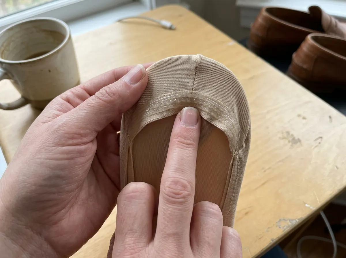 Silicone anti-slip grip band inside the heel cup