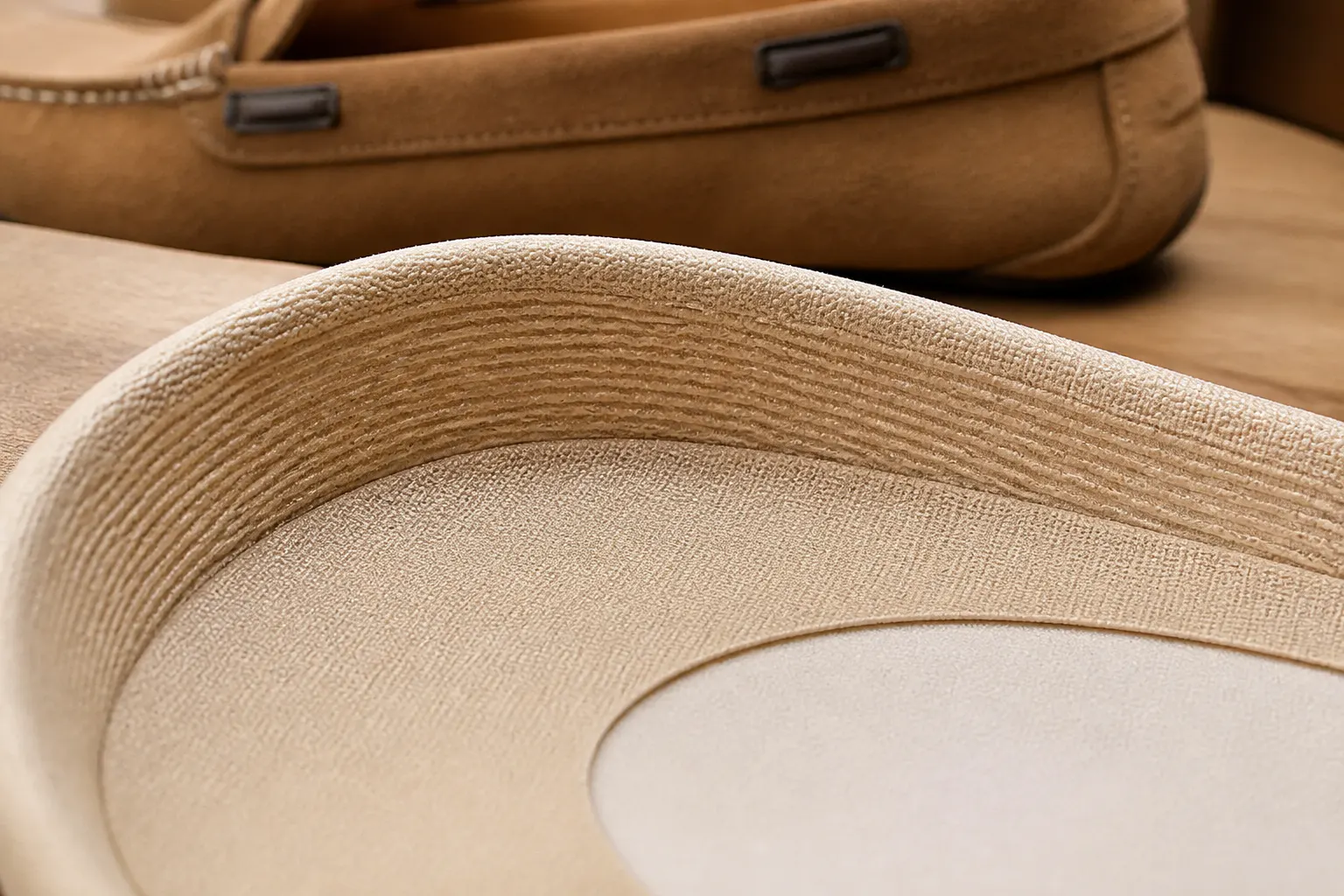 Macro close-up of the silicone heel grip band