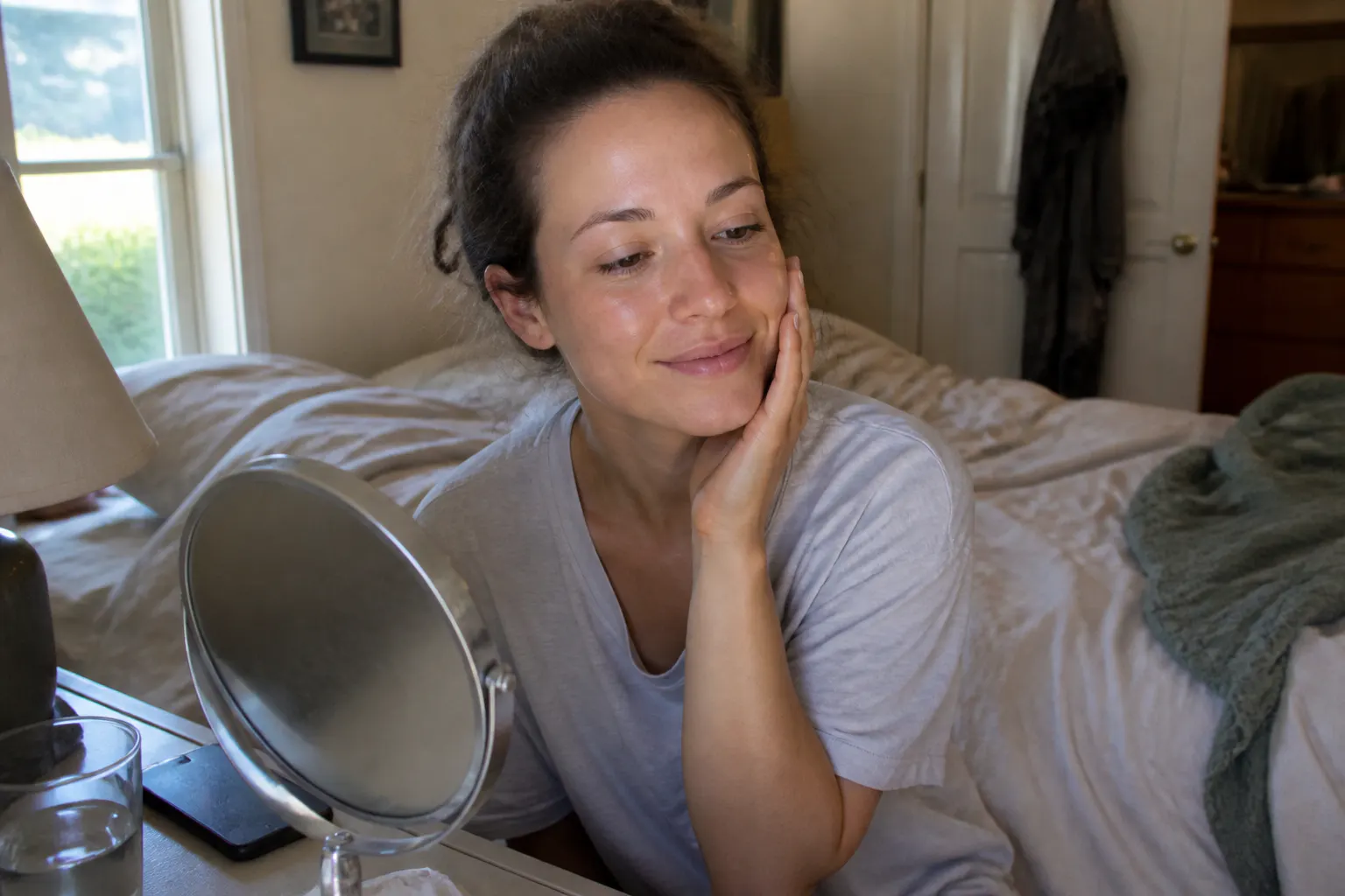Calm clear skin in soft morning light