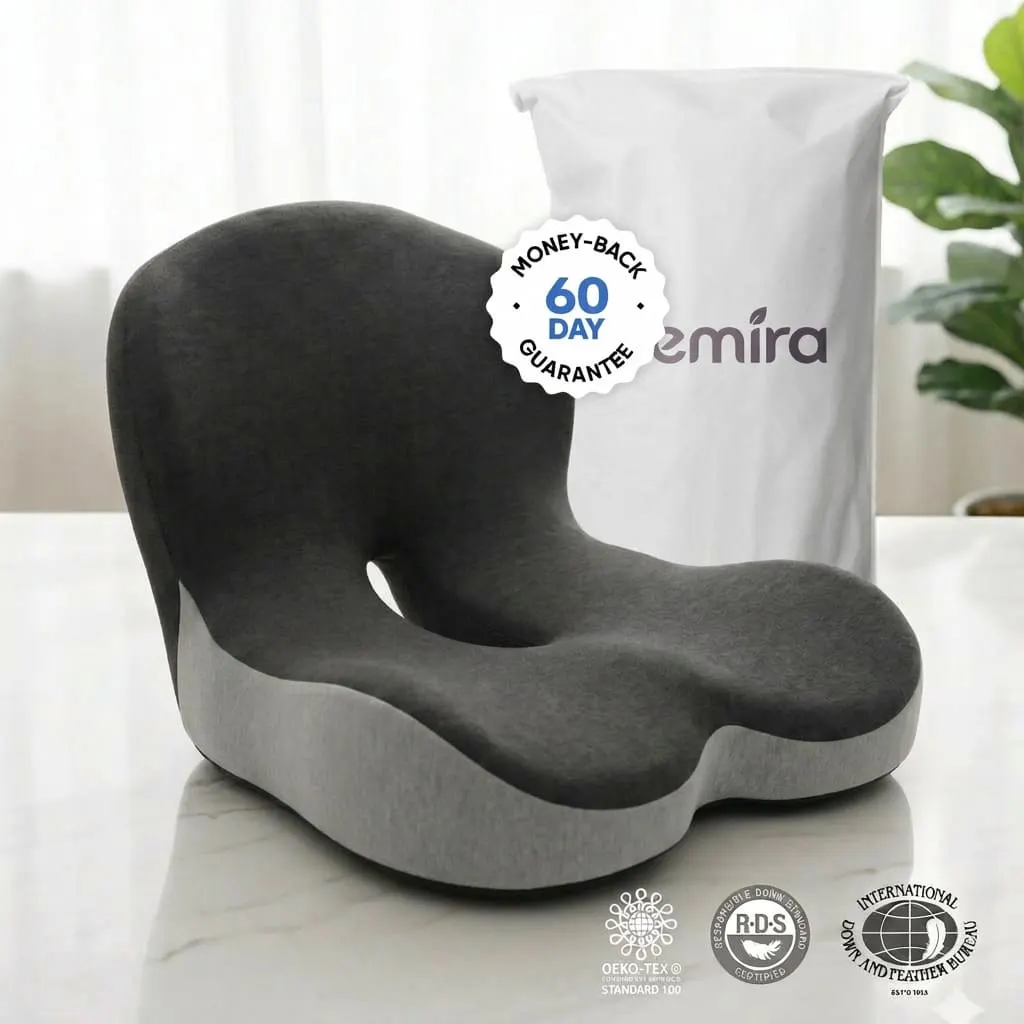 Hands lifting the whole cushion by the lumbar panel