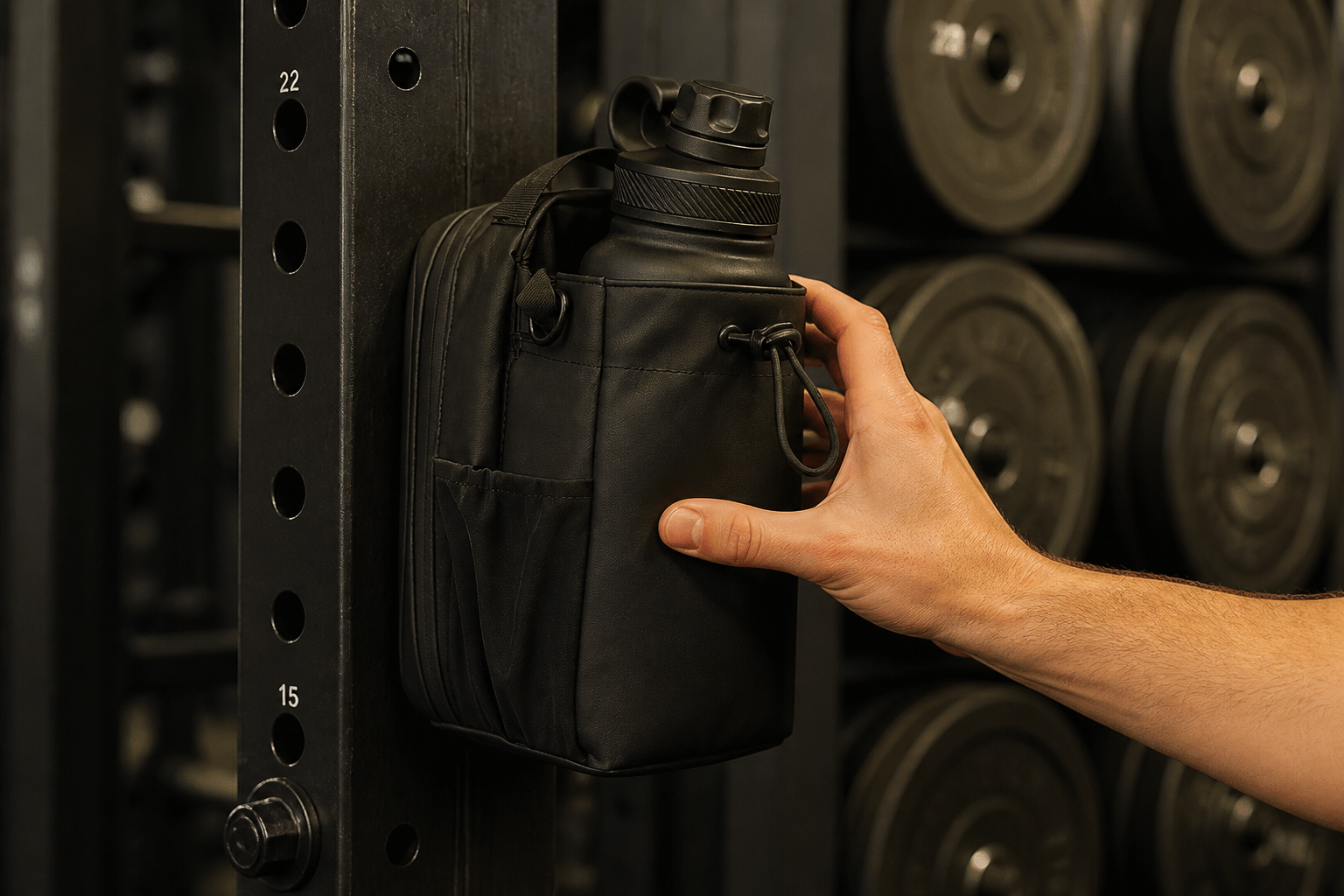 Magnetic back panel gripping a steel squat rack