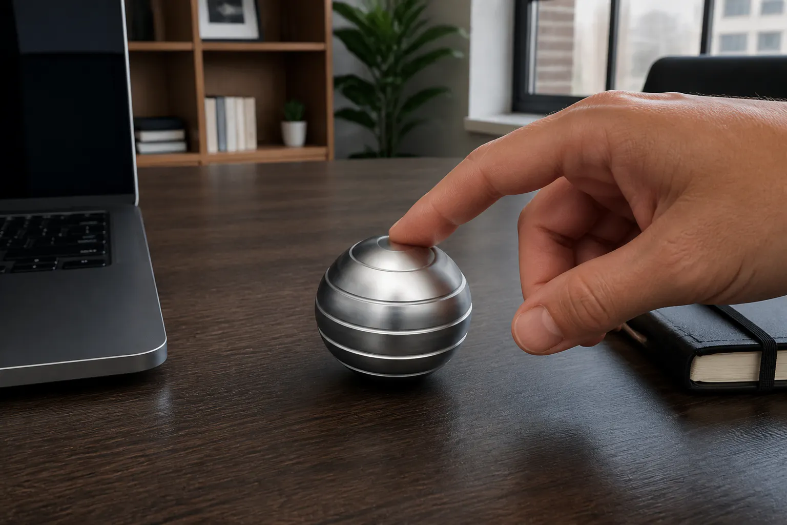Solid aluminum sphere held in a hand