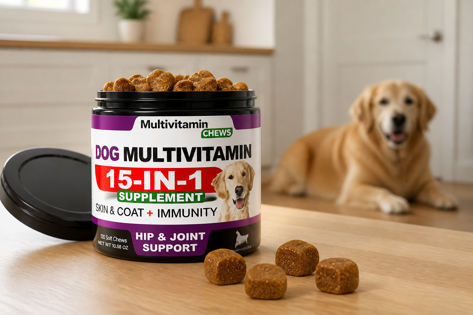 Bote de Doawg multivitamínico bien empacado