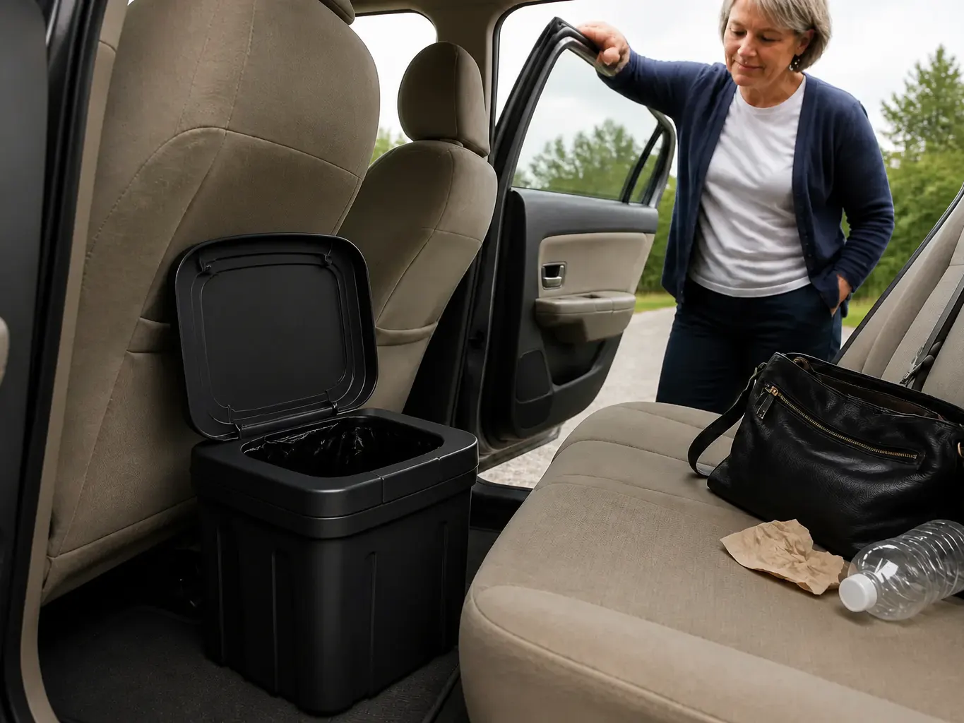The folded slab being drawn out from under a car seat